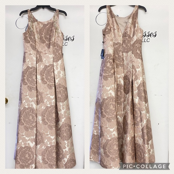 Adrianna-Papell Jacquard sleeveless long Gown - Picture 6 of 12
